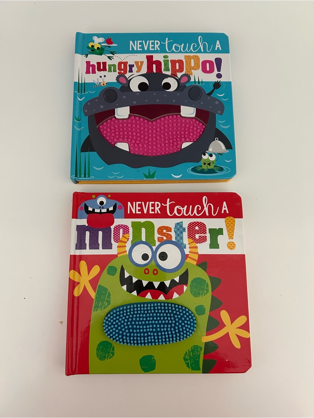 Never Touch A Hungry Hippo & Monster Sensory Books - Set of 2
